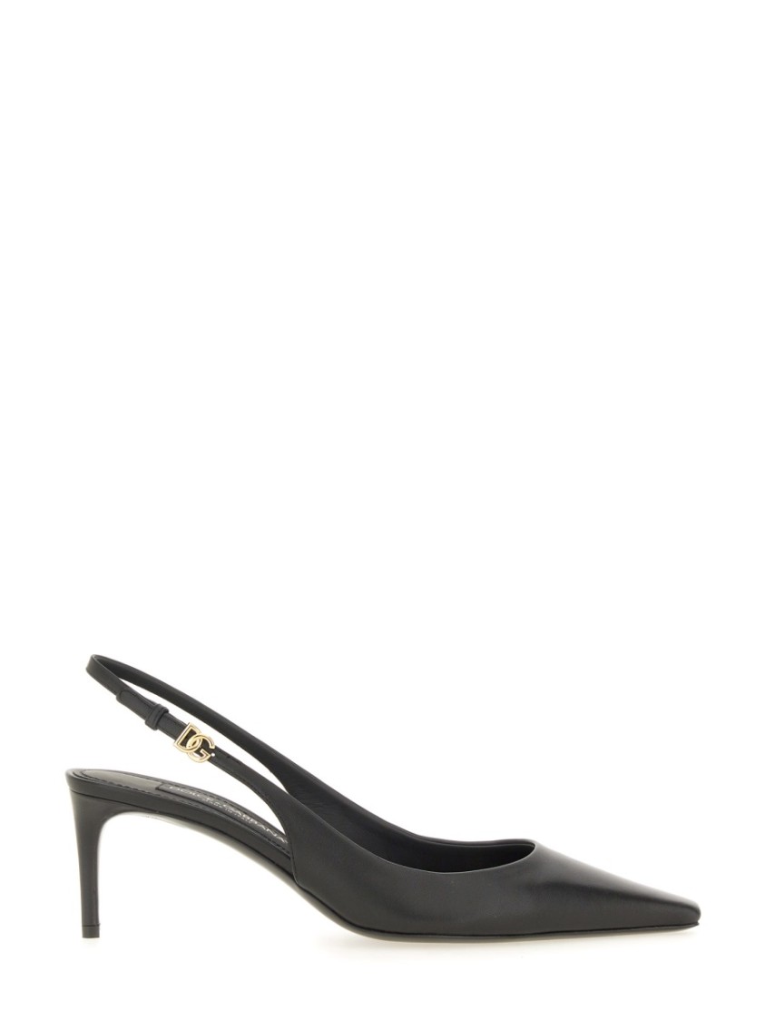 Dolce & Gabbana Tortoiseshell-print Patent Leather Slingbacks In Black
