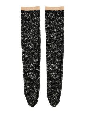 タイツ・ソックス VALENTINO GARAVANI Leg Pizzo Reborde Black Valentino Garavani Leg Pizzo Rebordè Socks | THE LIST