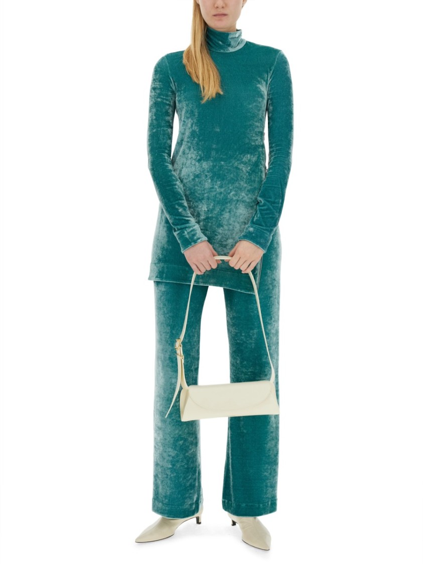 Shop Jil Sander Relaxed Fit Wide Leg Pants In Blue