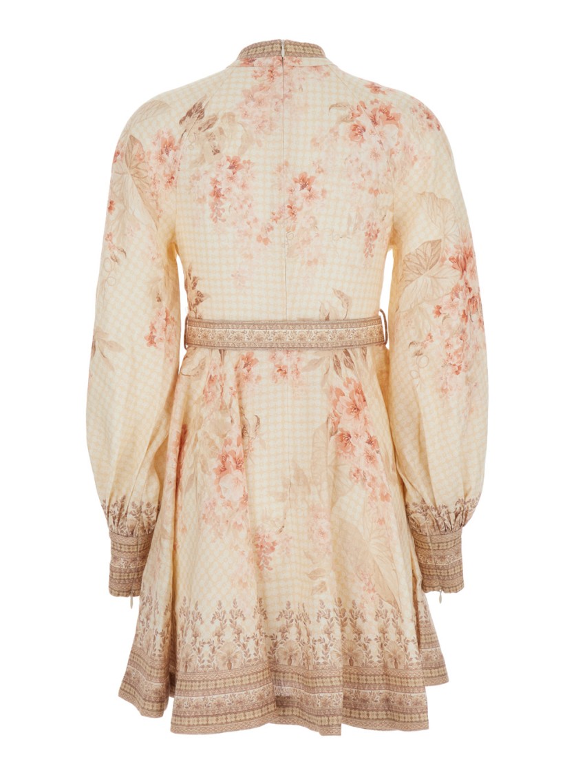 Shop Zimmermann Illuminate' Beige Mini Dress