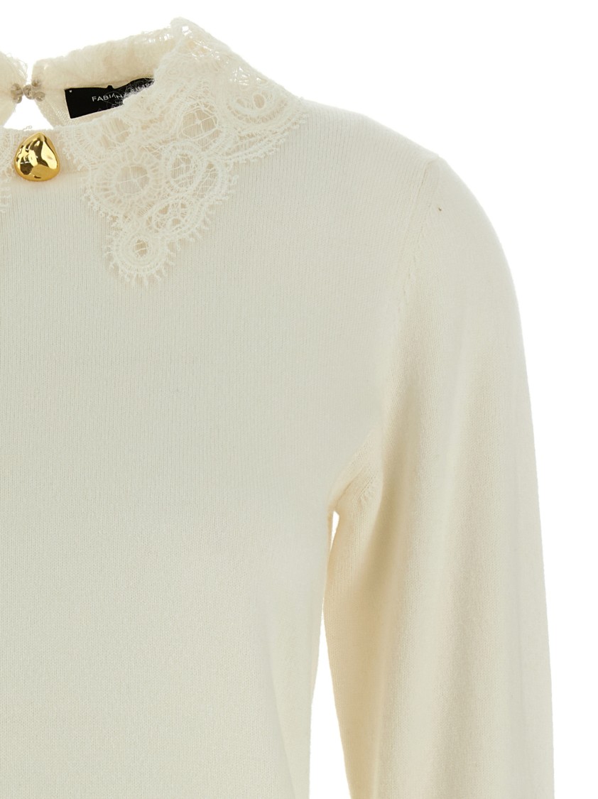 Fabiana Filippi Lace Neck Sweater Sweaters And Cardigans White In White