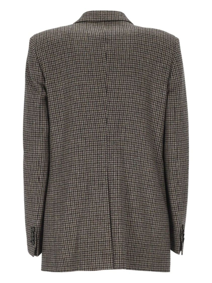 Tagliatore Double-breasted Houndstooth Blazer With Peak Lapels And Welt Pockets In Gray