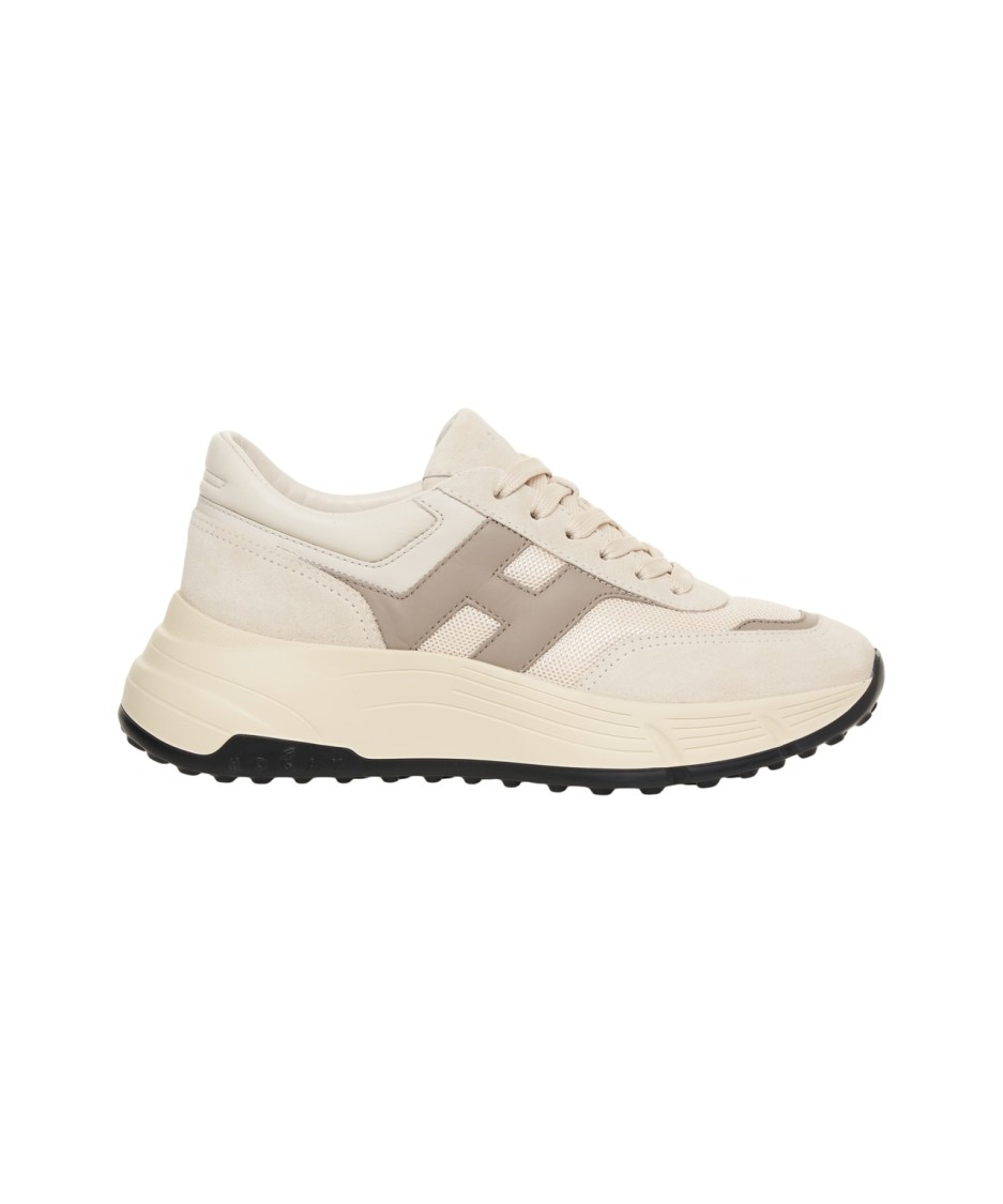 Hogan Beige Sneakers With Padded Ankle And Logo Accents