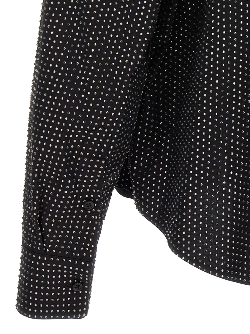 Giuseppe Di Morabito Crystal Studded Spread Collar Blouse In Black