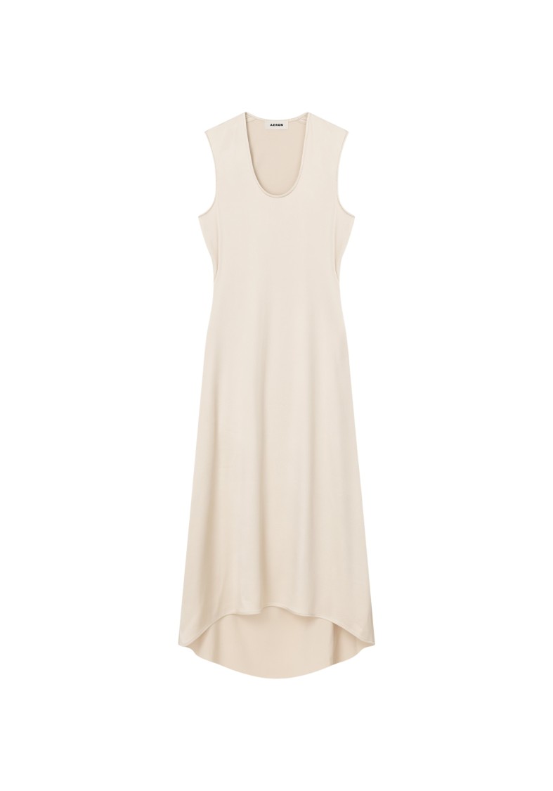 Shop Aeron Sansa - Satin Asymmetrical Midi Dress In Pink