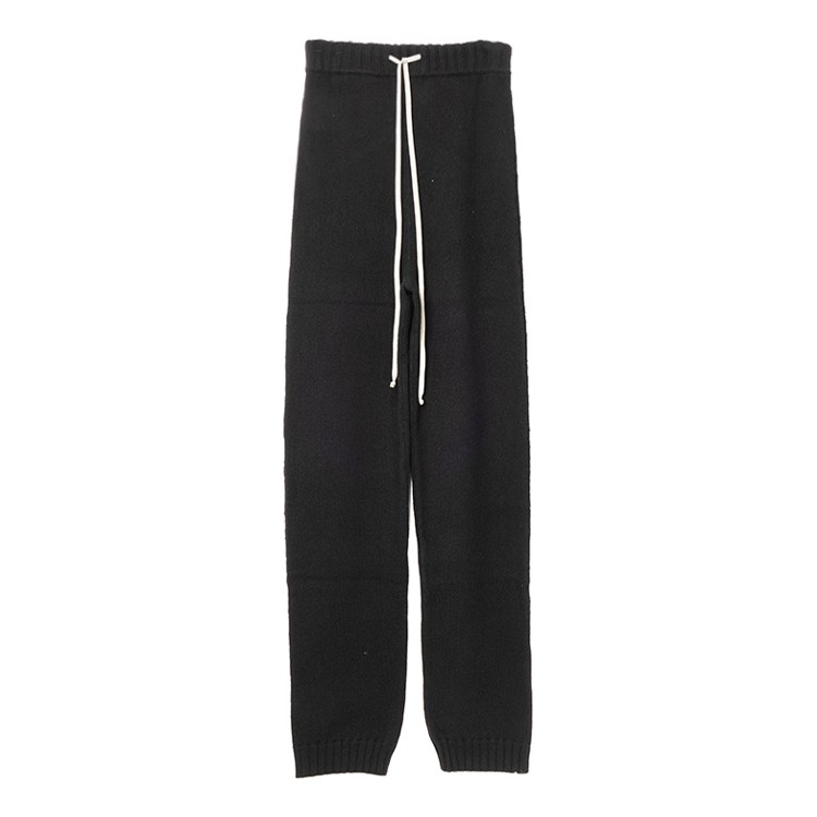 Rick Owens High-waisted Black Cashmere Pants With Drawstring Detail In Black