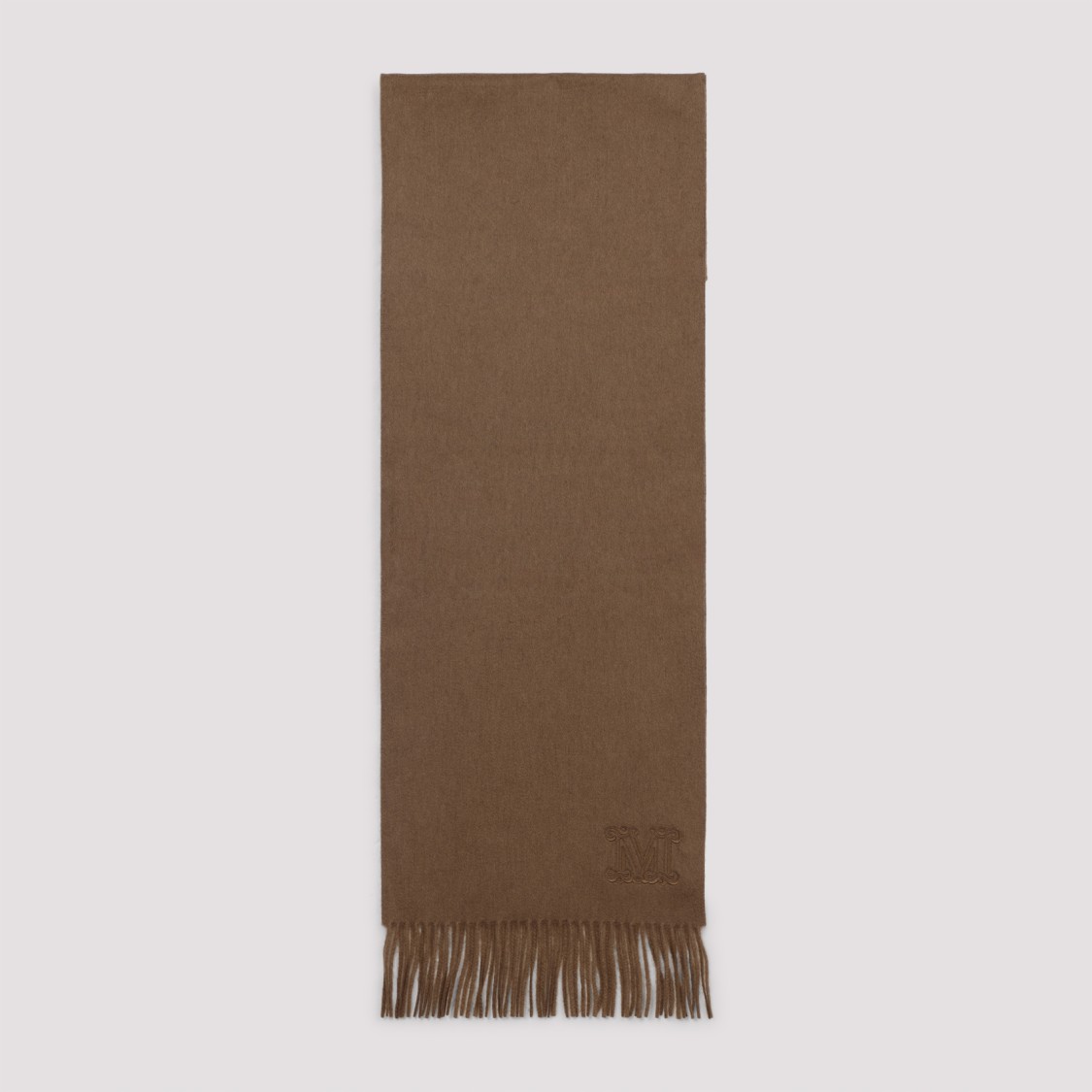 Max Mara Cashmere Dalia Scarf Fringed Hem In Brown