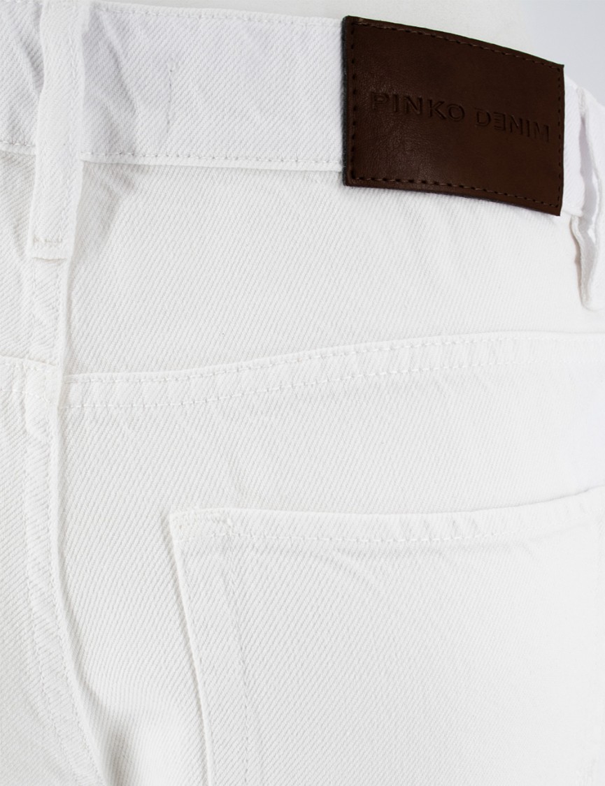 Pinko High-waisted Wide Leg Jeans With Classic Five-pocket Styling In White