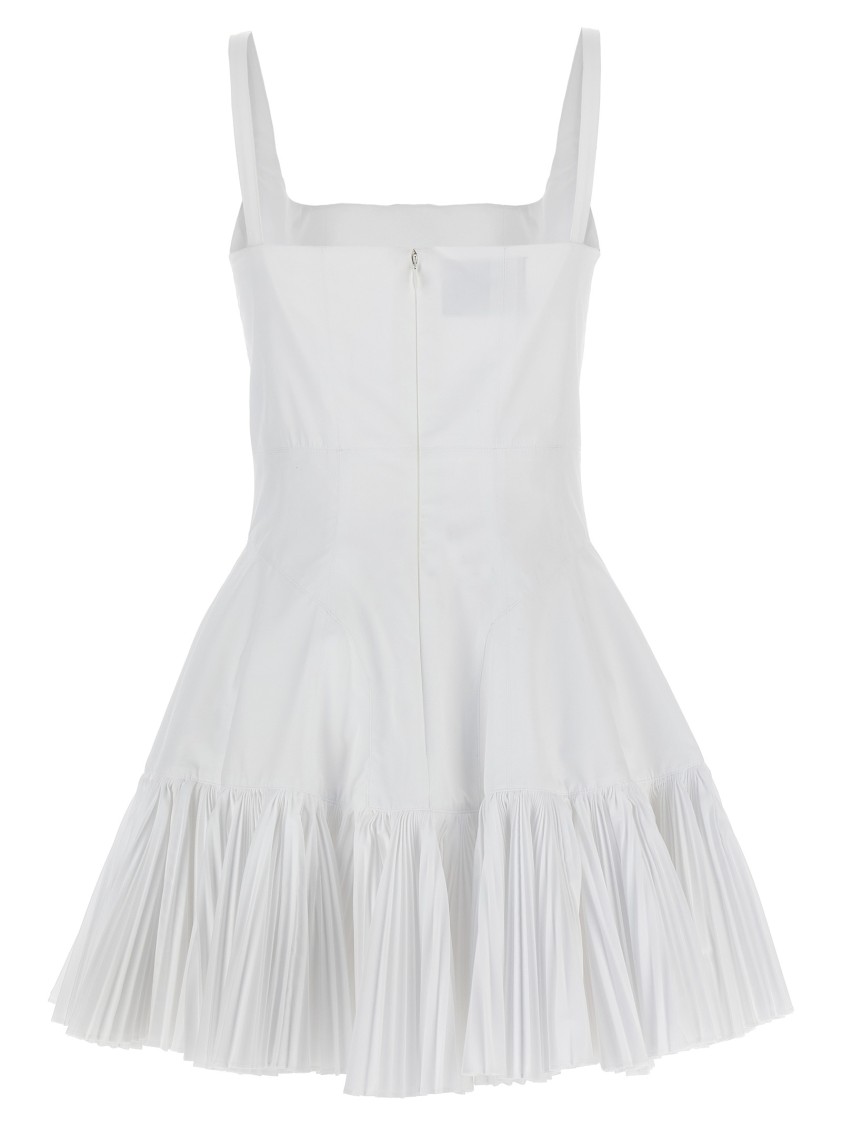 Giovanni Bedin Cotton Blend Mini Dress With Pleated Hem In White