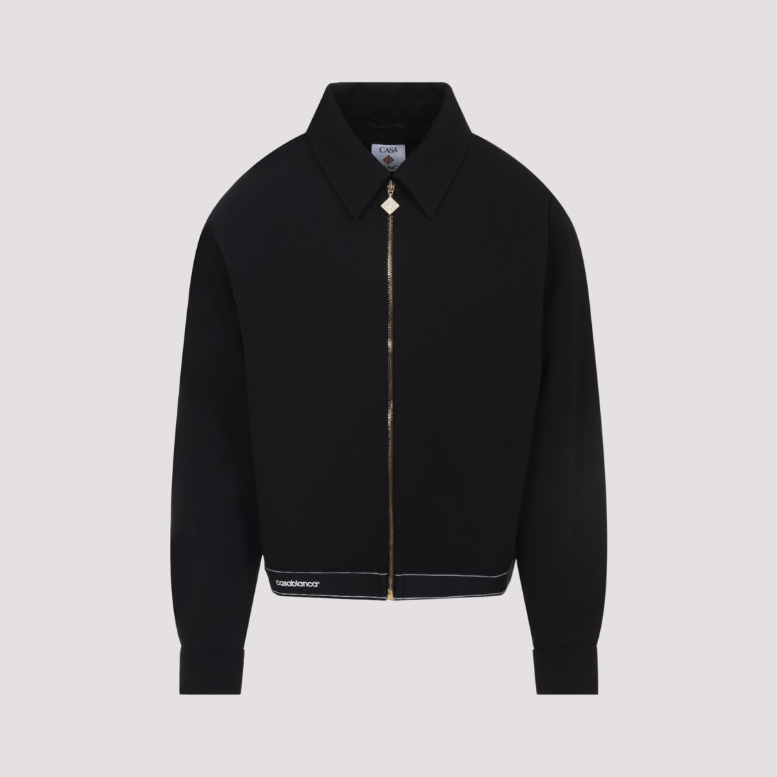 Casablanca Cropped Wool Jacket With Classic Collar In Black