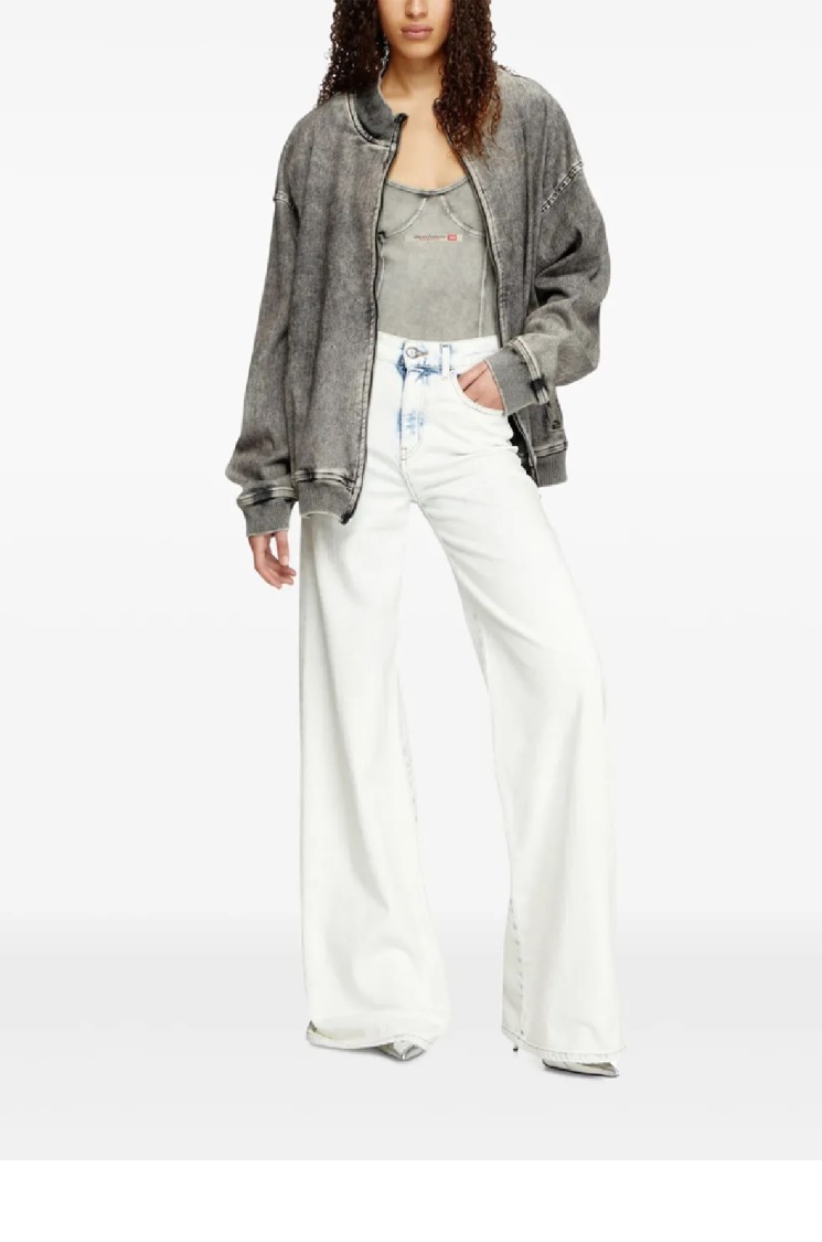 Diesel D-akemi L.32 Wide-leg High-waisted Denim Pants In White
