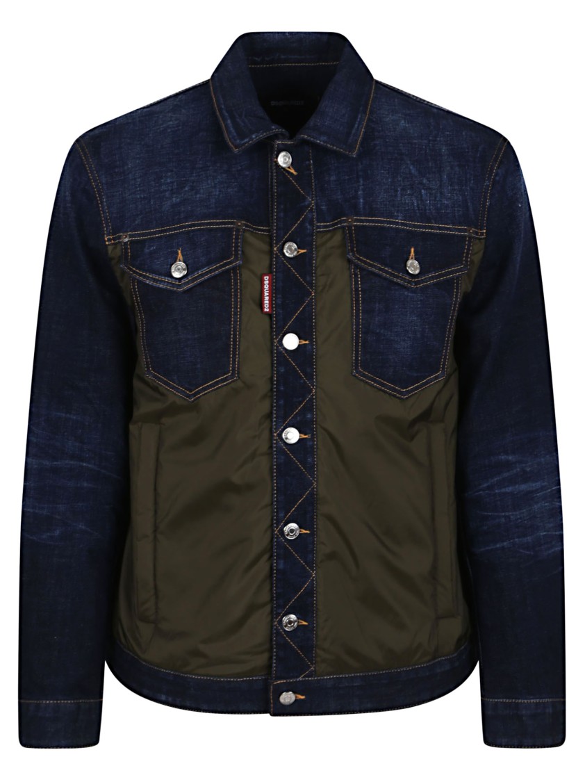 Dsquared2 Black Jacket With Classic Collar And Front And Rear Down Filled Panel In Dnim Man In Blue
