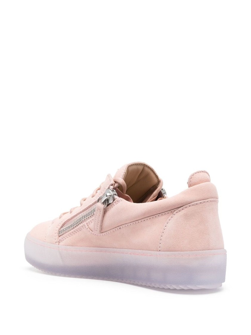 Giuseppe Zanotti Zip-detail Leather Low-top Sneakers In Neutral