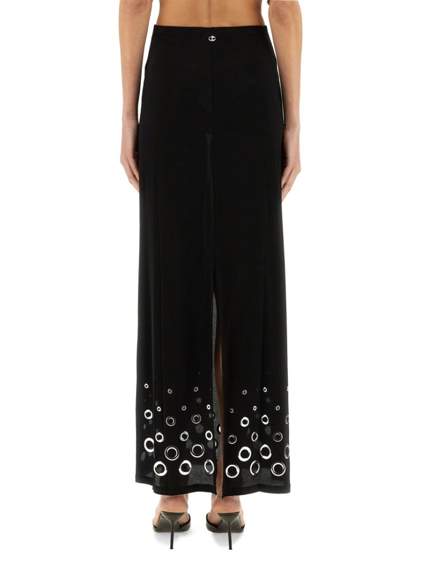 Shop Rabanne Long Jersey Skirt In Black