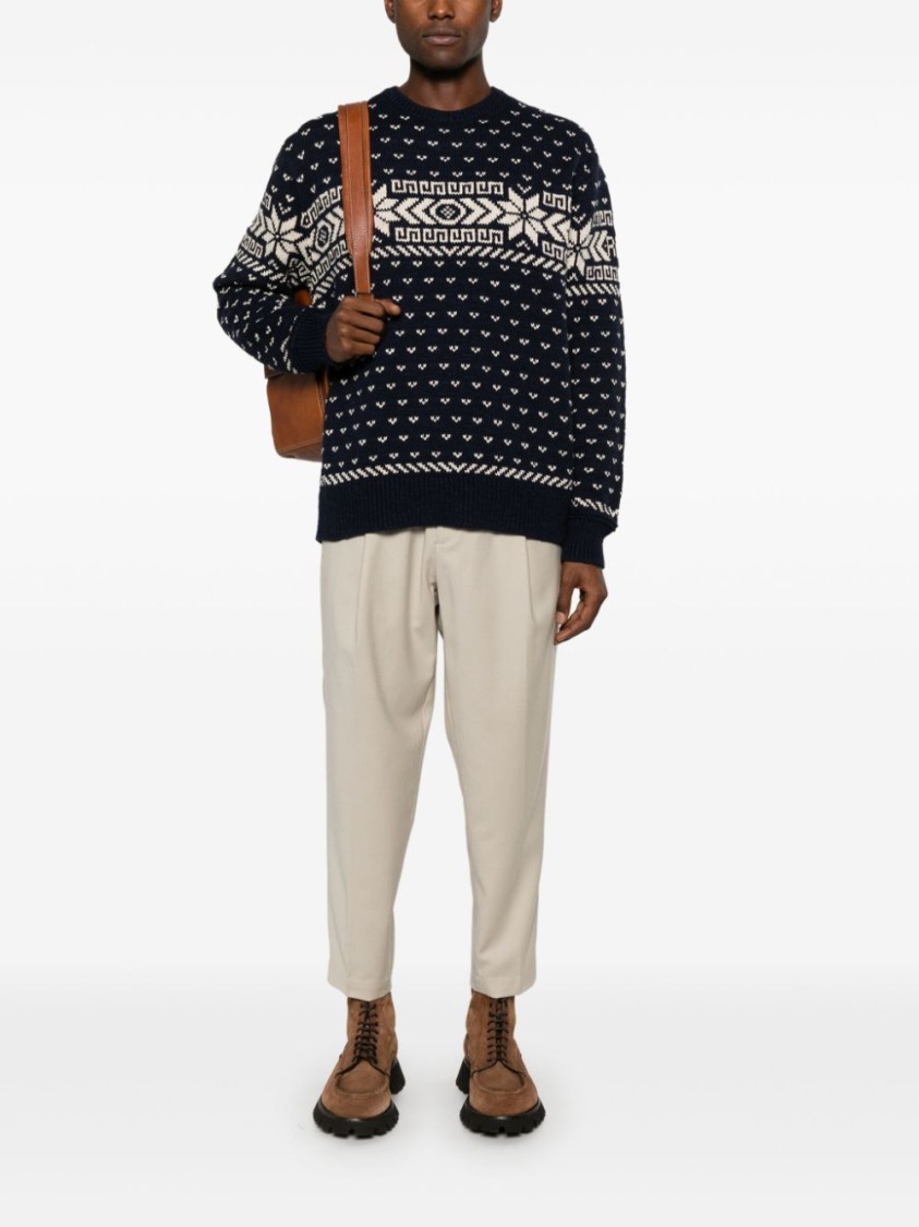 Shop Polo Ralph Lauren Blue/white Ls Rn Po-long Sleeve-pullover