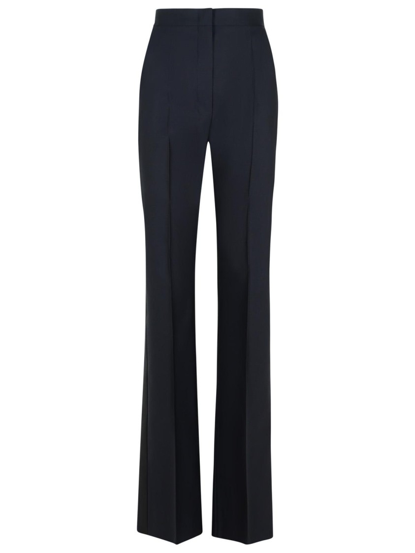 Max Mara Delfino Black Virgin Wool Blend Pants In Blue