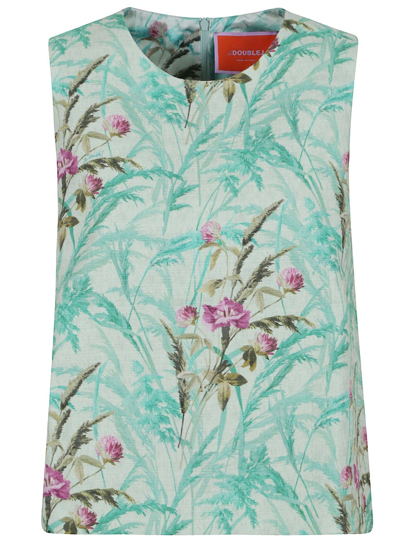 La Doublej La Double J Sleeveless Floral Print Top In Lush Green