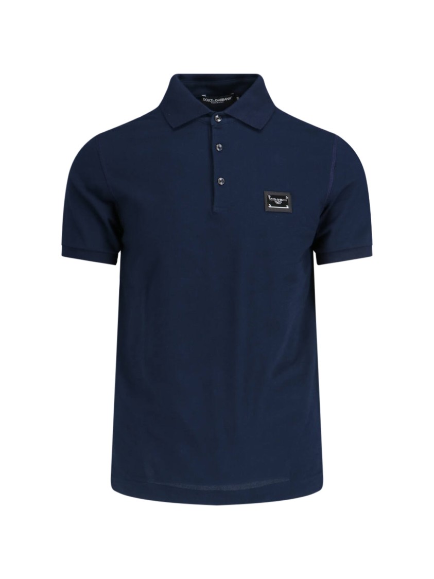 Dolce & Gabbana Cotton Polo Shirt With Buttoned Collar And Ribbed Accents In Blue
