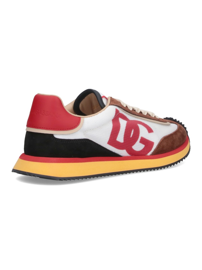 Dolce & Gabbana Mesh And Suede Dg Cushion Sneakers In White