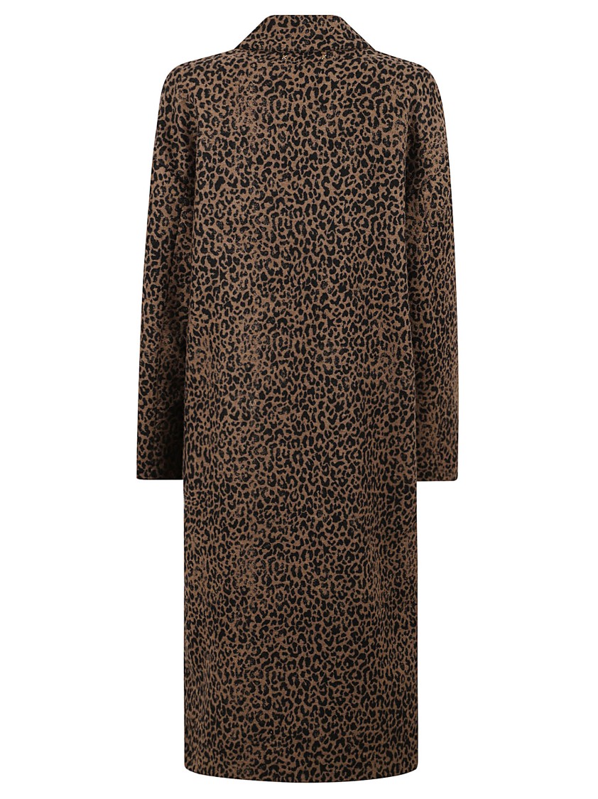 Golden Goose Cocoon Coat In Faded Leopard Jacquard Wool In Brown