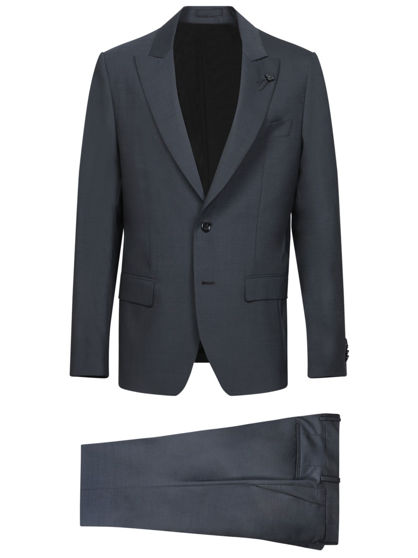 Lardini Tailored Dark Grey Suit With Notch Lapels In Grey