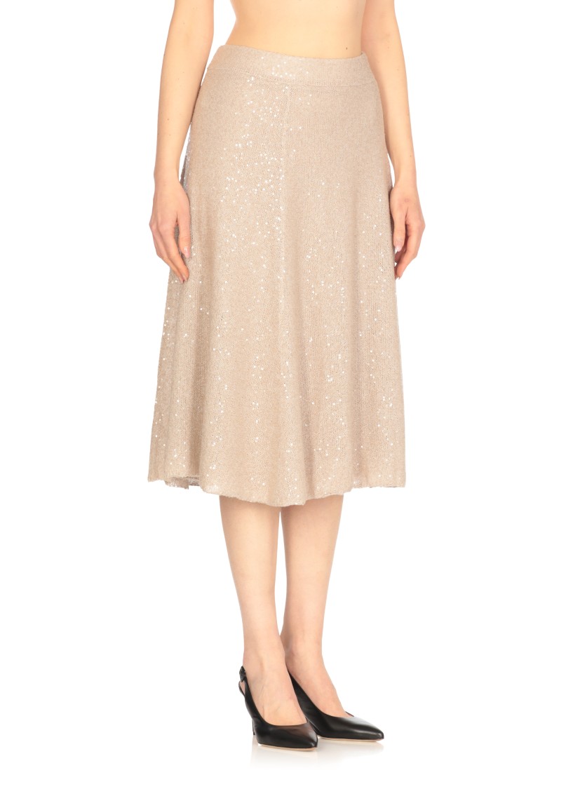 Brunello Cucinelli Beige Linen Cashmere Silk Skirt