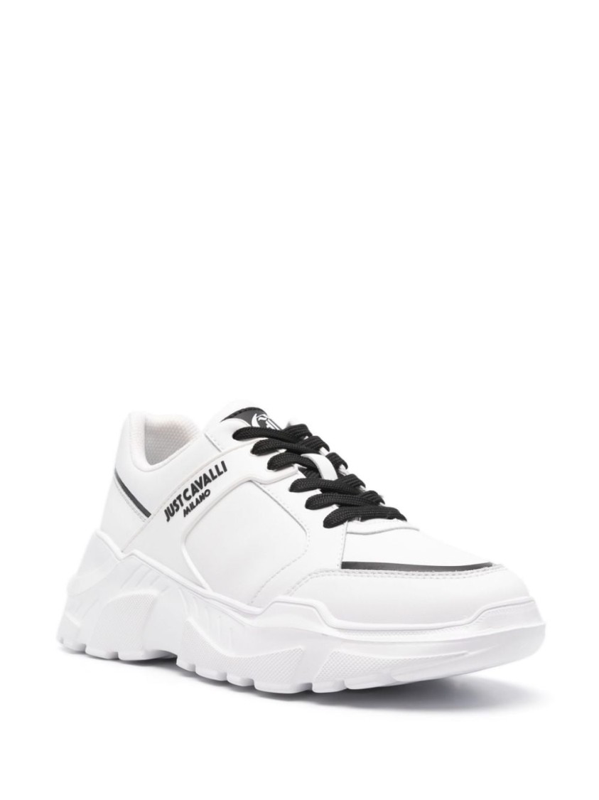 Just Cavalli Chunky Sole Sneakers With Premium Material And Bold Branding In White