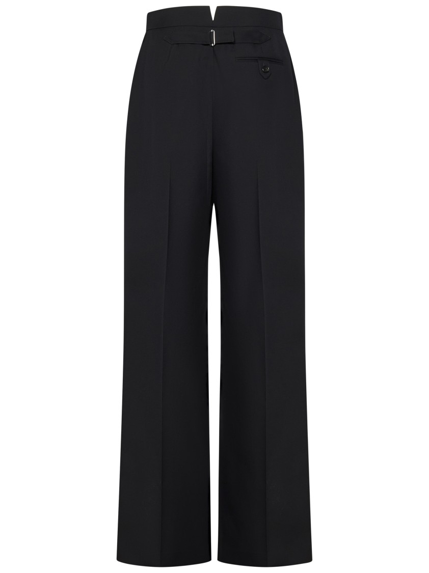Alexander Mcqueen Wide-leg Trousers In Japanese Wool Gabardine In Black
