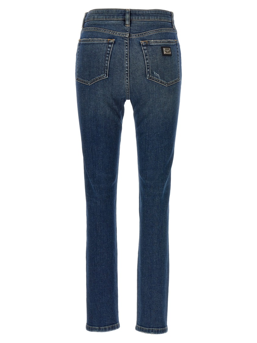 Dolce & Gabbana Slim-fit 5-pocket Jeans With High Waist In Blue