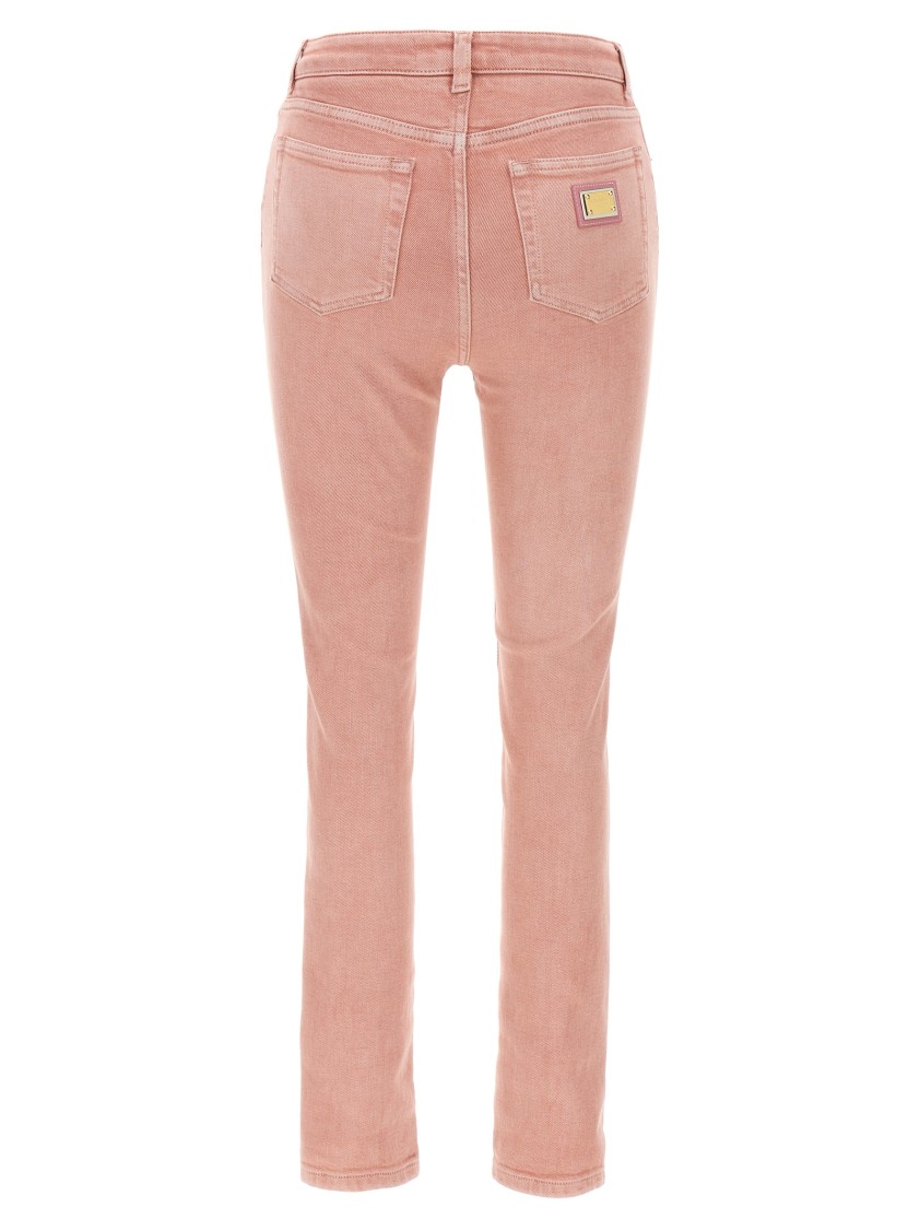 Dolce & Gabbana Artisanal Stretch Denim High-waist Jeans In Pink