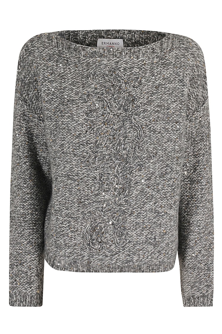 Ermanno Firenze Alpaca Blend Pullover With Sequin Inserts