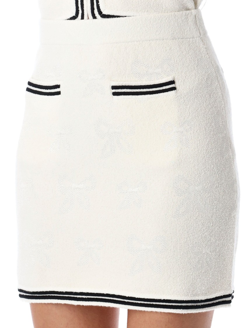 Self-portrait Self Portrait Women Ivory Bow Jacquard Knit Mini Skirt In Neutrals