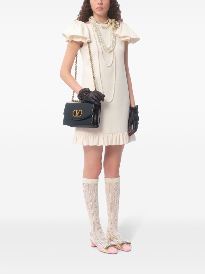 Valentino Ruffled Wool And Silk-blend Crepe Mini Dress