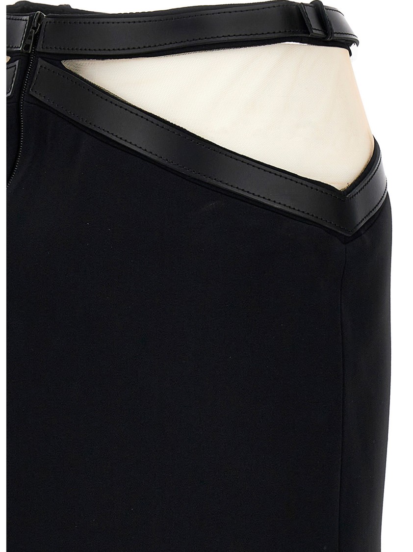 David Koma Cross Waist Band Net Insert Skirts Black In Black