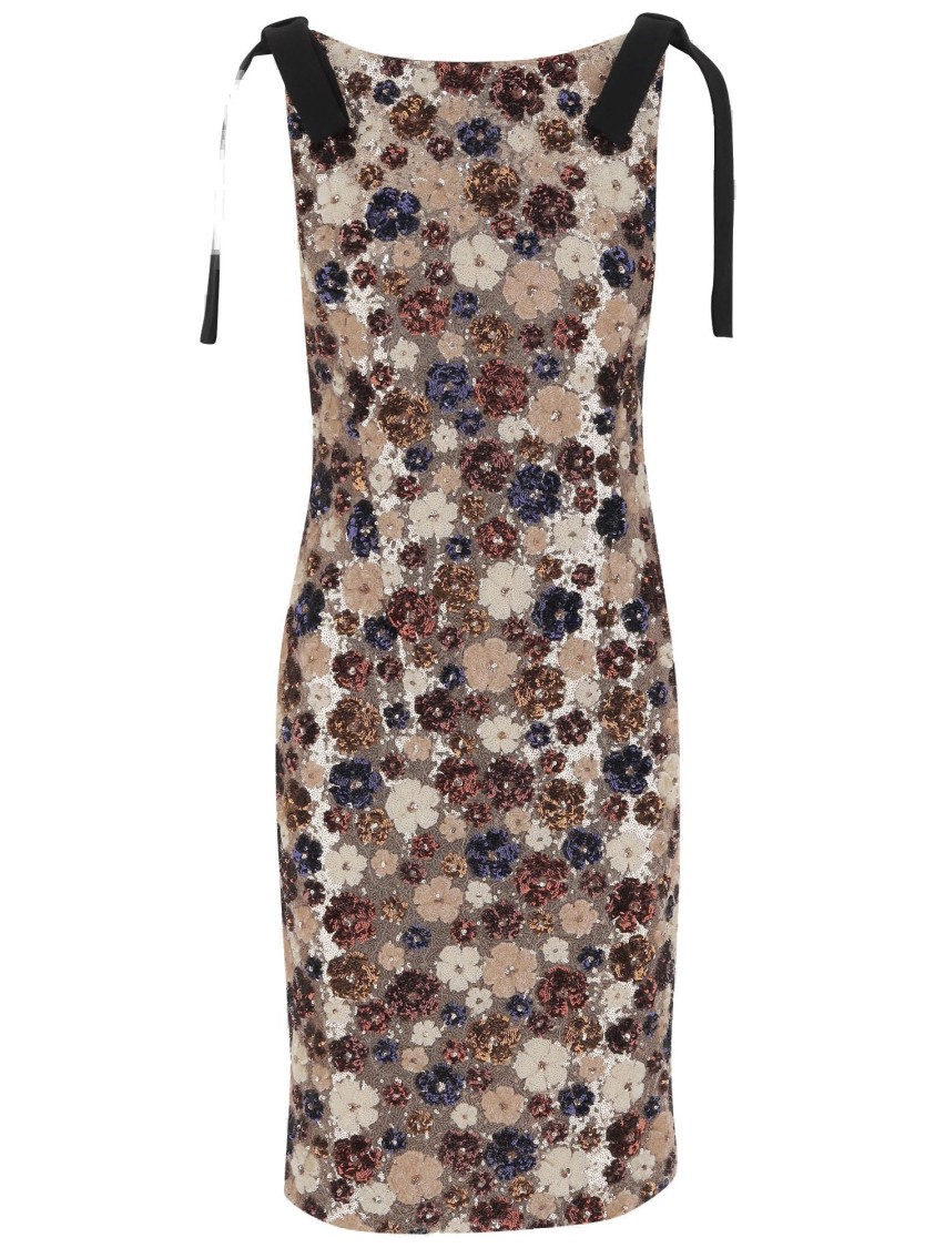 N°21 Fitted Evening Dress With Floral Sequin Pattern In Multi