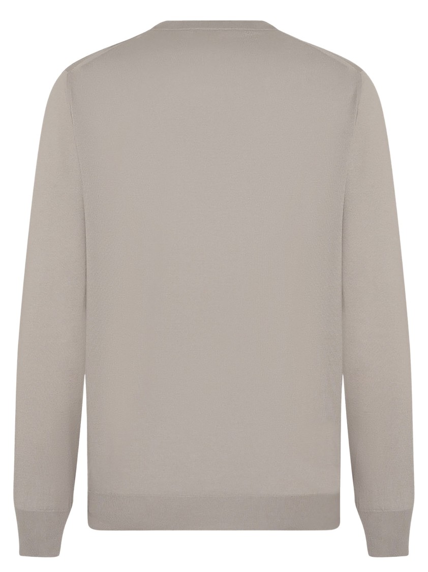 Shop Kiton Sand-colored Cotton Knit Crew Neck Sweater In Grey