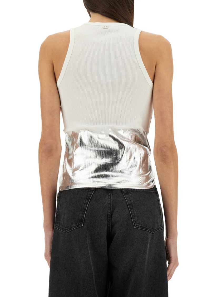 Rabanne Embellished Metallic Ribbed Stretch-cotton Jersey Tank In White
