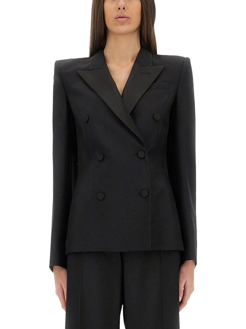 Alexander Mcqueen Women's Doublebreasted Jacket With Voluminous Shoulders In Black