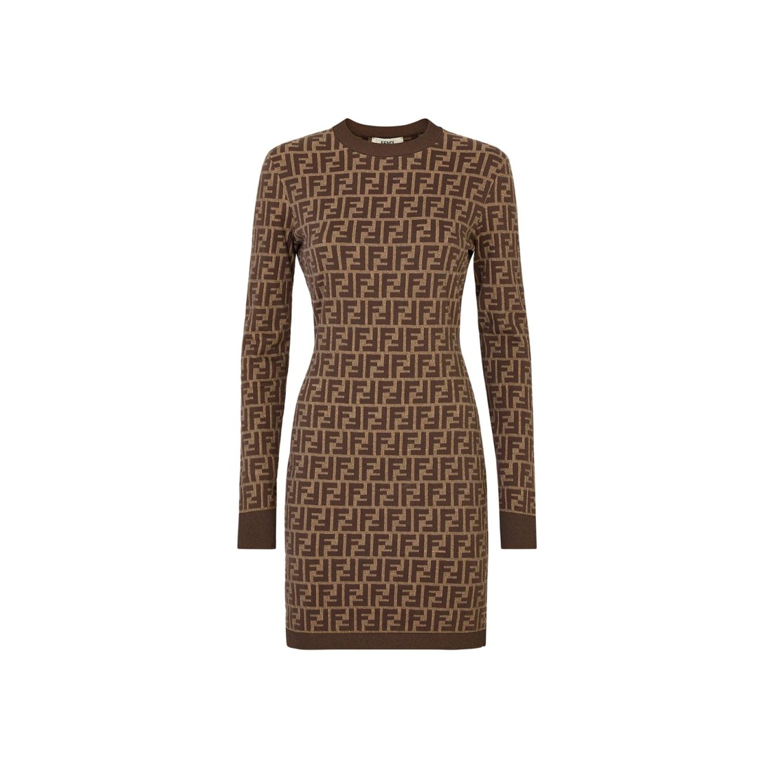 ワンピース FENDI Cotton dress with ff motif Marrone Fendi Cotton Dress With Ff Motif In Brown | ModeSens