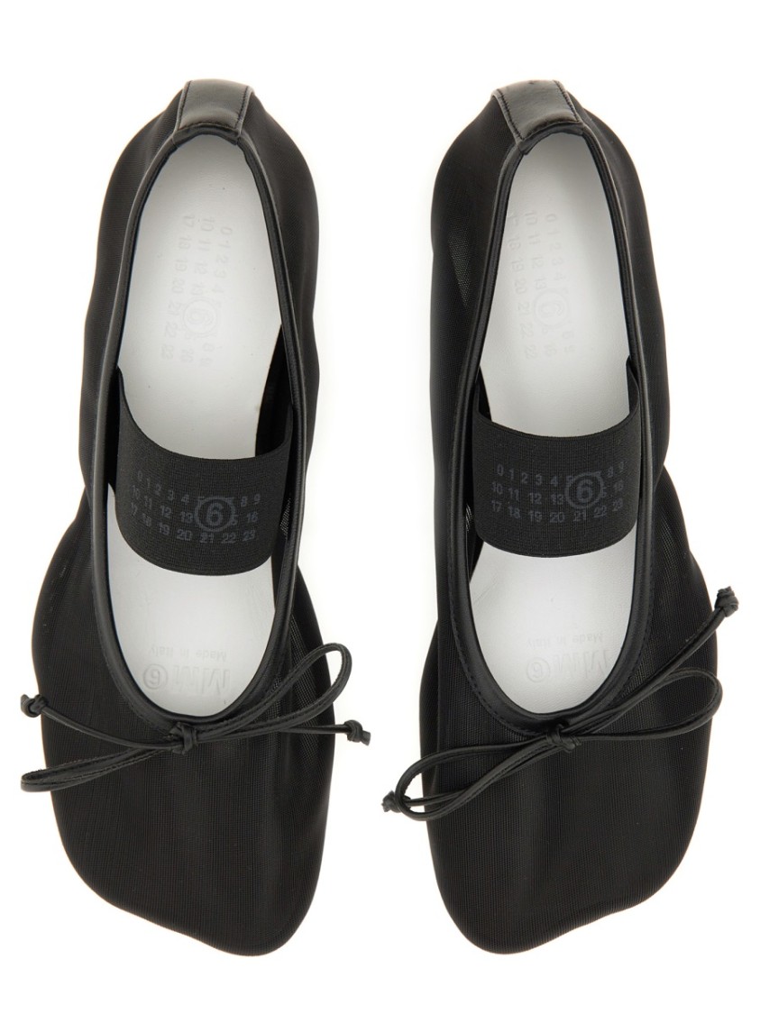 Mm6 Maison Margiela Mesh Anatomic Numeric Ballerina Flats In Black