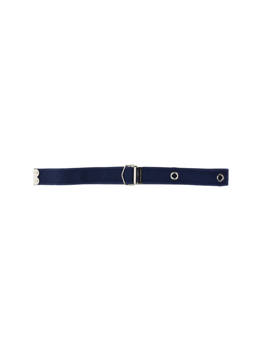 Dolce & Gabbana Logo-print Buckled Belt In Blue