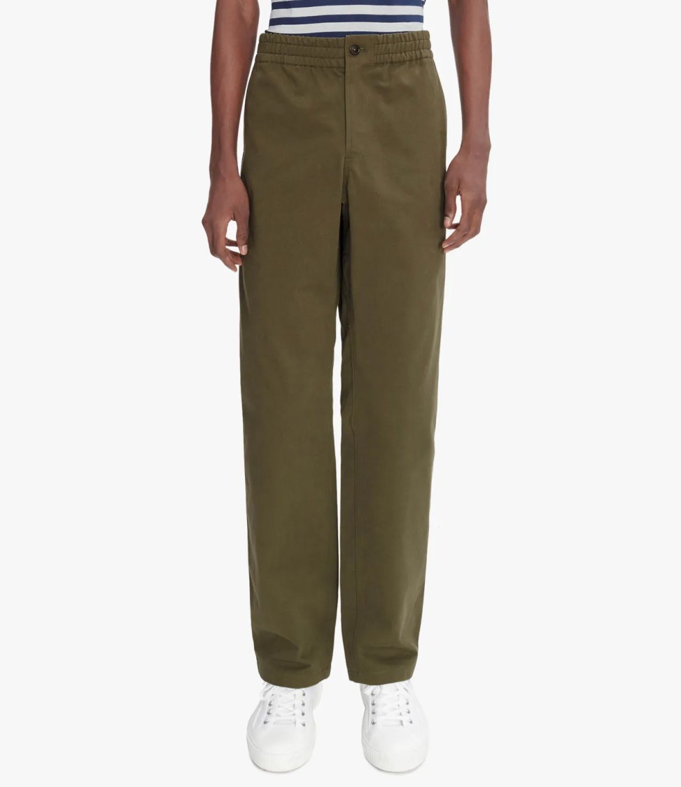 Apc A.p.c. Khaki Workwear Trousers With Adjustable Waist In Gray