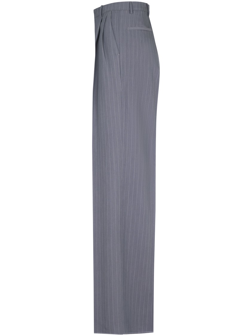 Tagliatore Classic Wide-leg Trousers With Subtle Pinstripe In Gray