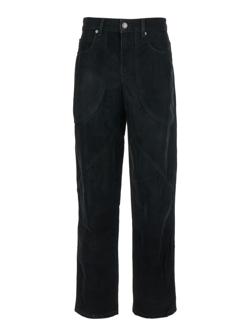 Isabel Marant Étoile Relaxed-fit High Waist Pants With Textured Surface In Black