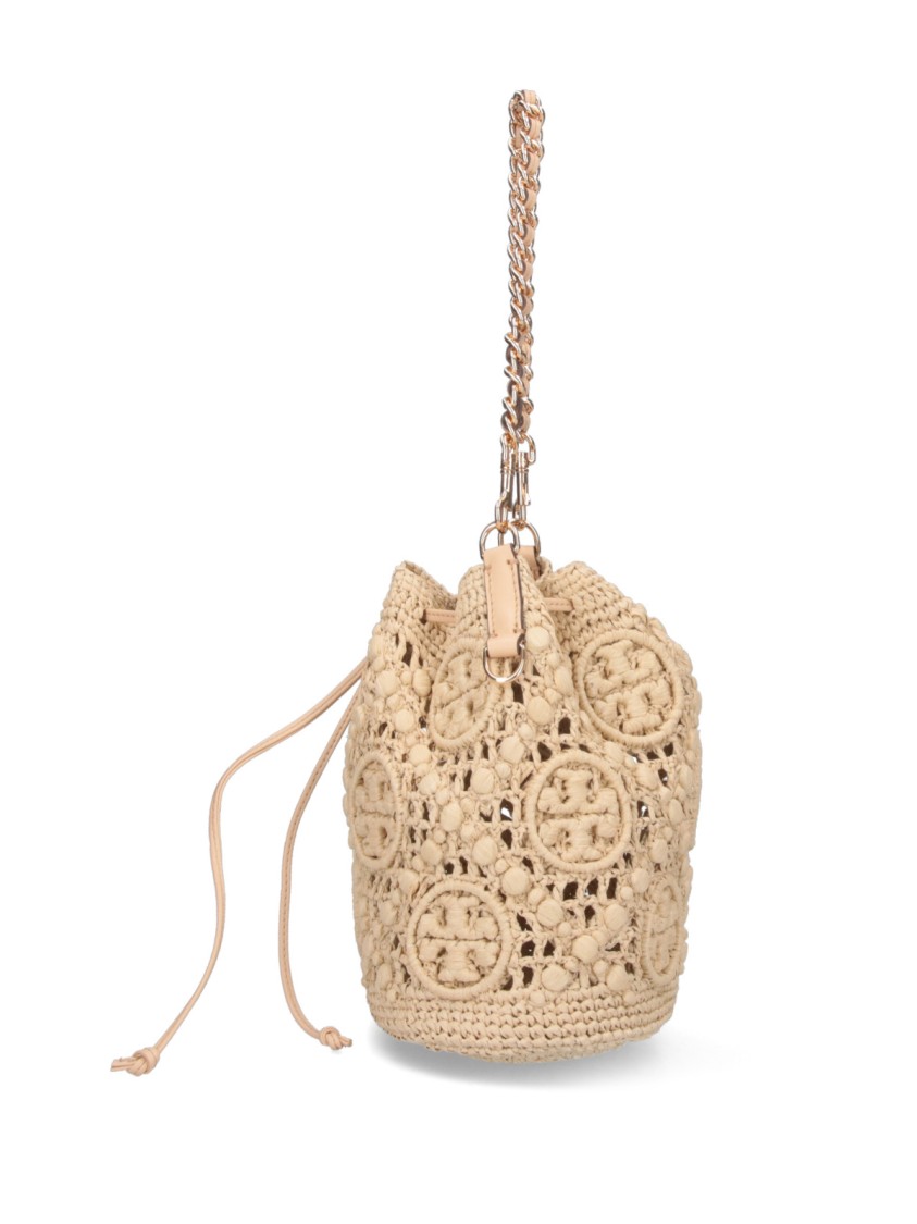 Tory Burch Medium Bucket Bag T Monogram In Neutral