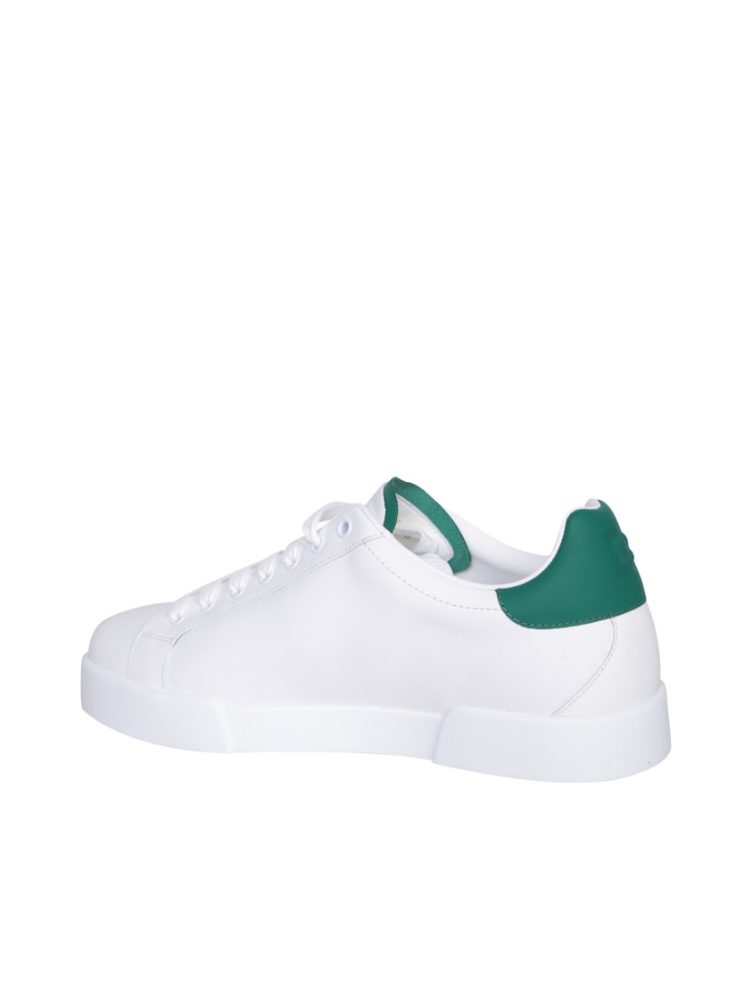 Dolce & Gabbana White And Black Leather Sneakers In White