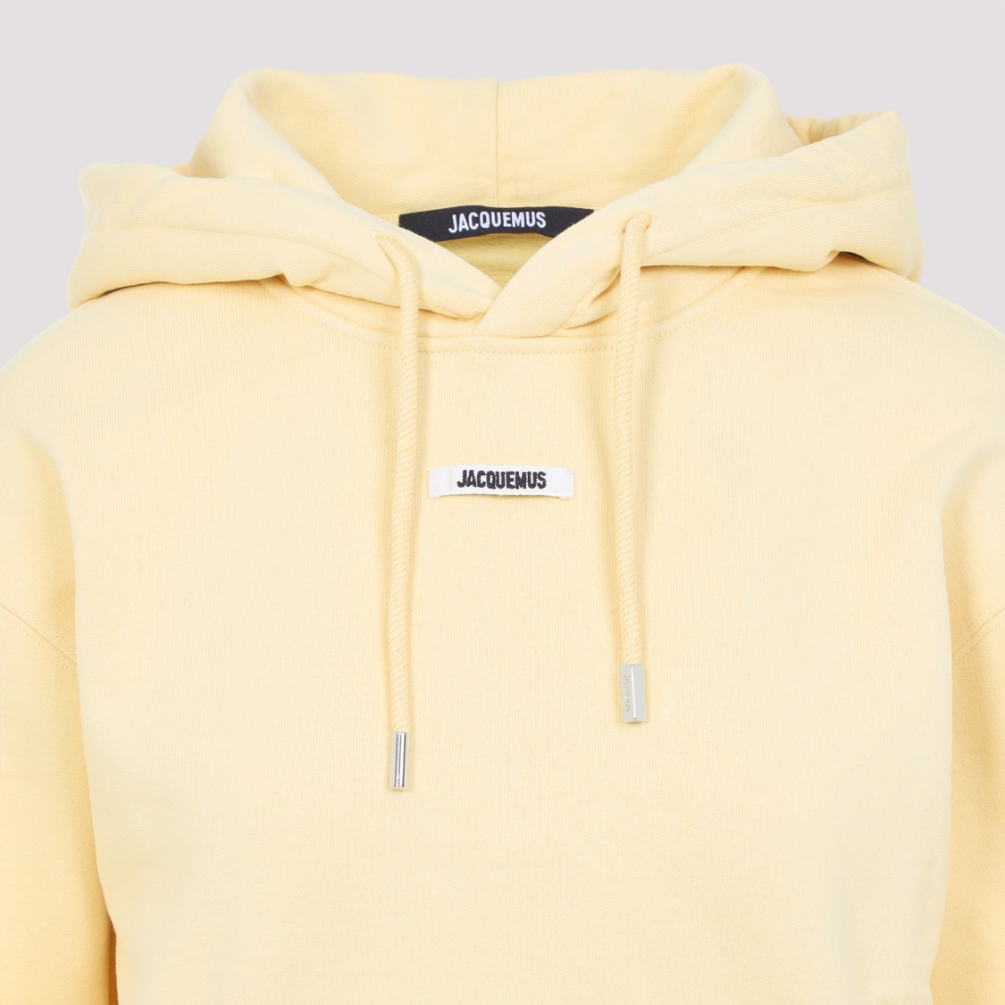 Jacquemus Cotton Hoodie With Drawstring Hood And Ribbed Details In Yellow