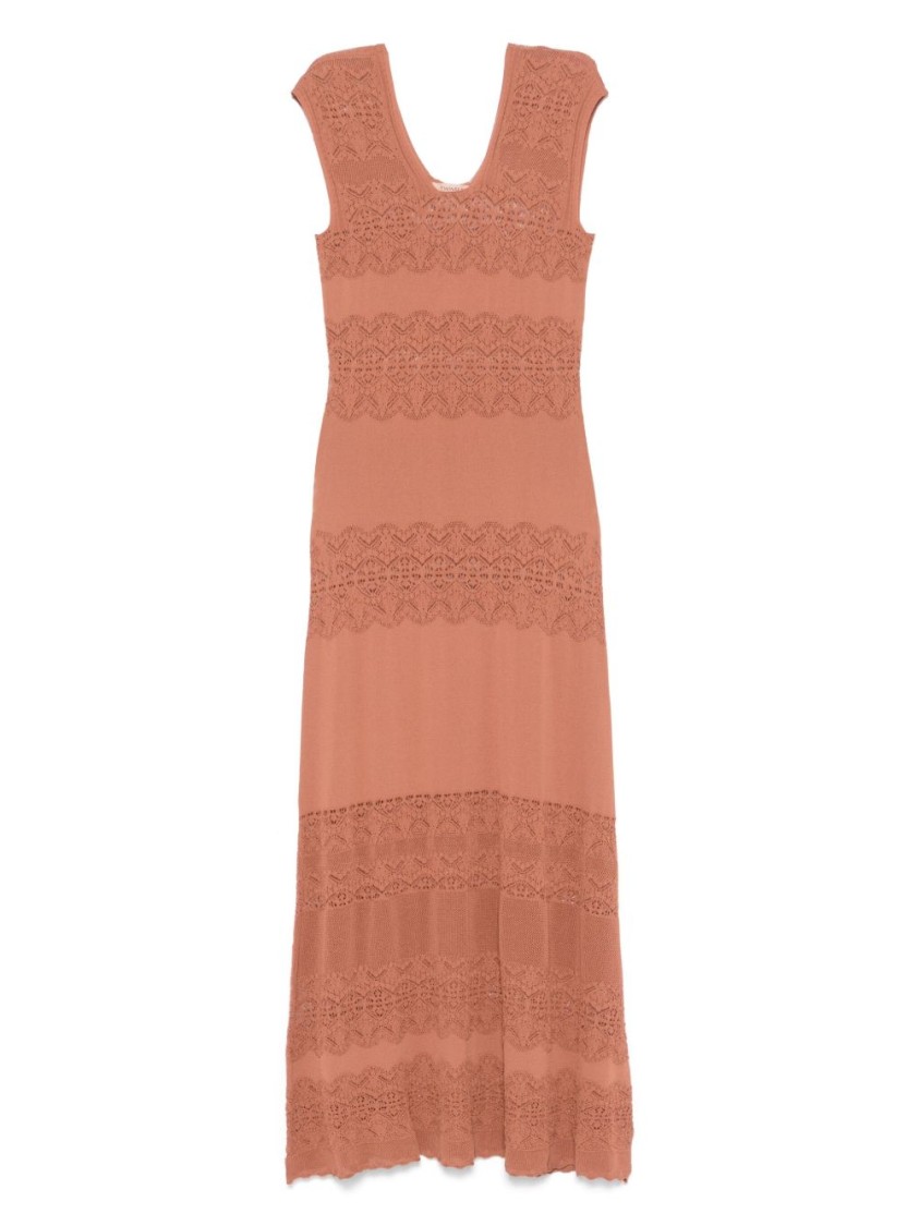 Twinset Twin-set Maxi Dress With Deep V-neckline