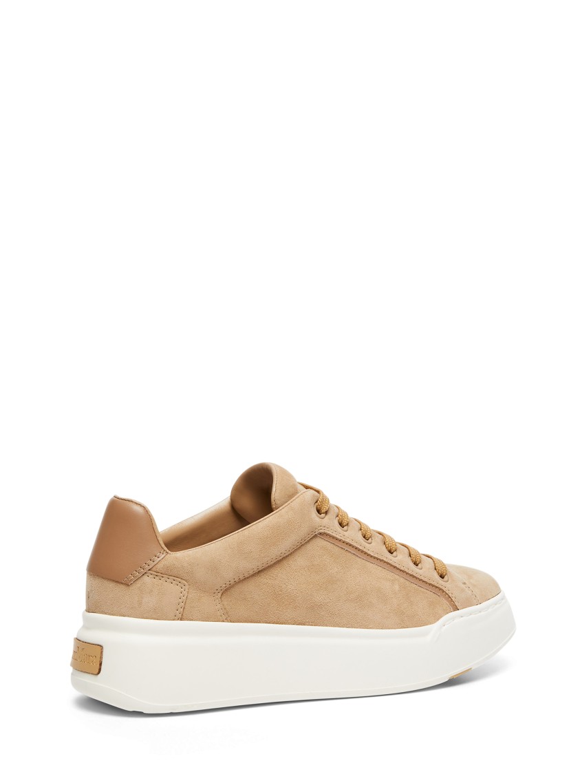 Max Mara Camel Sneakers With Soft Suede Upper In Neutral