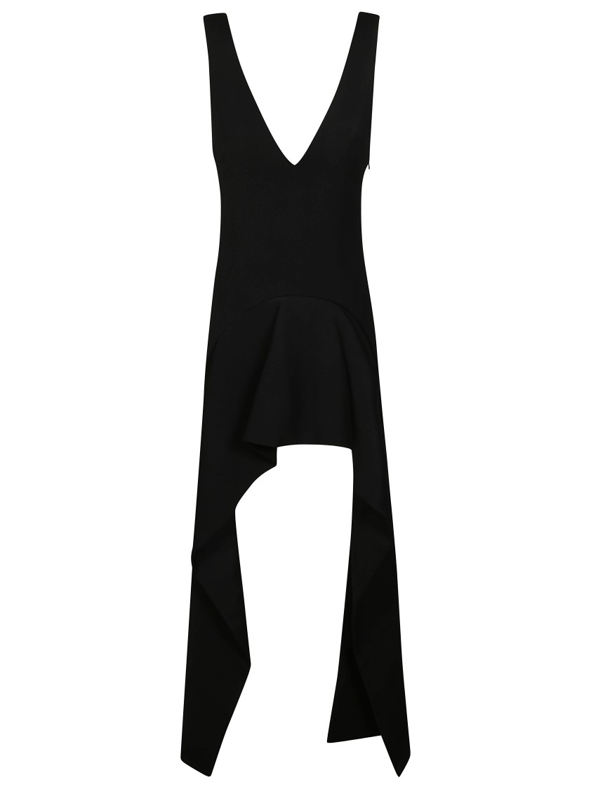 Jw Anderson J. W. Anderson V Neck Draped Hem Mini Dress In Black